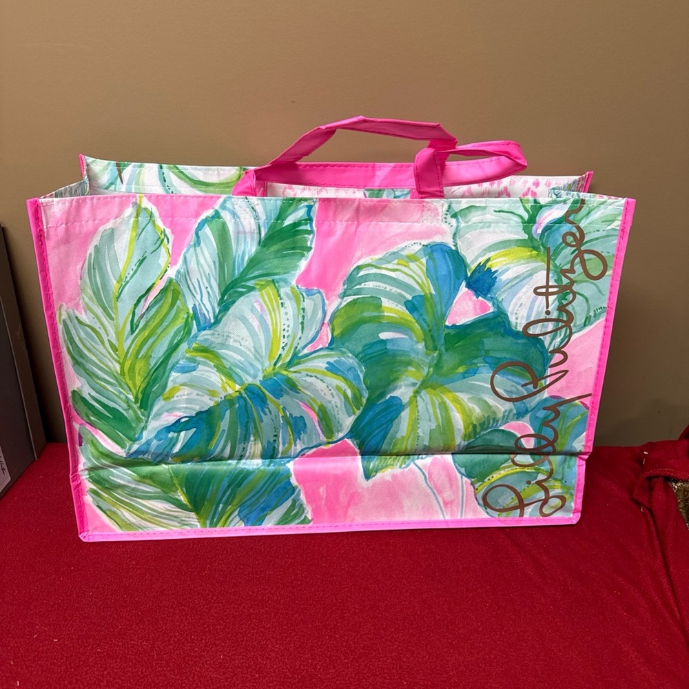 Lilly Pulitzer Reusable Large Shopping Tote Bag Floral Multicolor 14x 22 x 7”